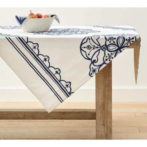 Pottery Barn Medina Embroidered Tablecloth 127cm